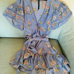 Floral Wrap Dress with Ruffle Sleeves perfect for Spring